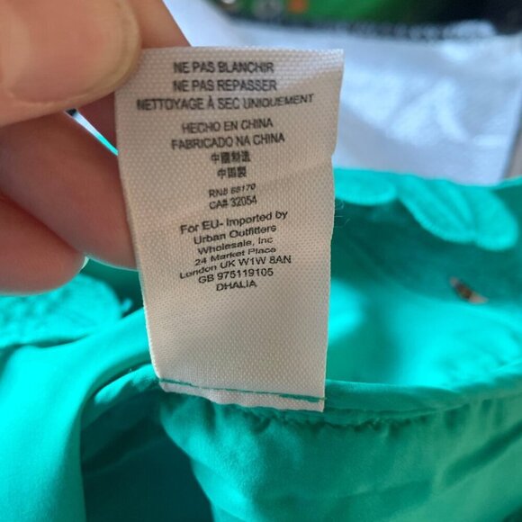 Free People X Saylor Off The Shoulder Presley Floral Green Dress Womens Size L - Picture 8 of 9